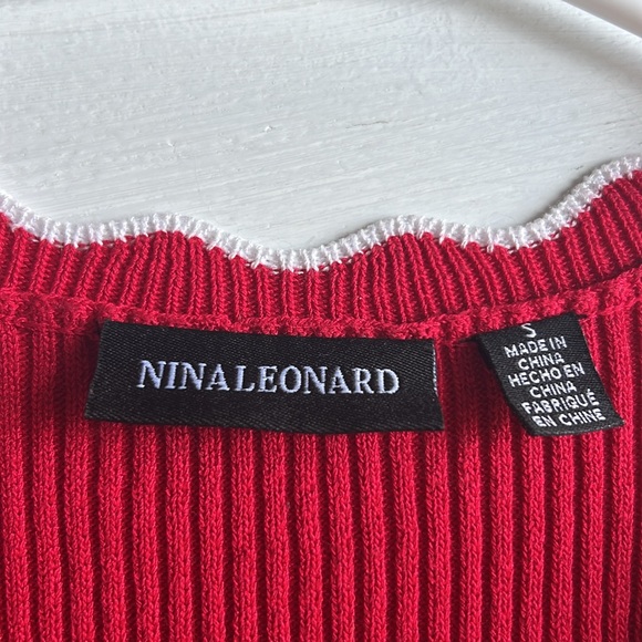 Nina Leonard Dress NWT Sweater-Dress Spring Red/White stripes Sz. S Midi ribbed - Picture 7 of 15